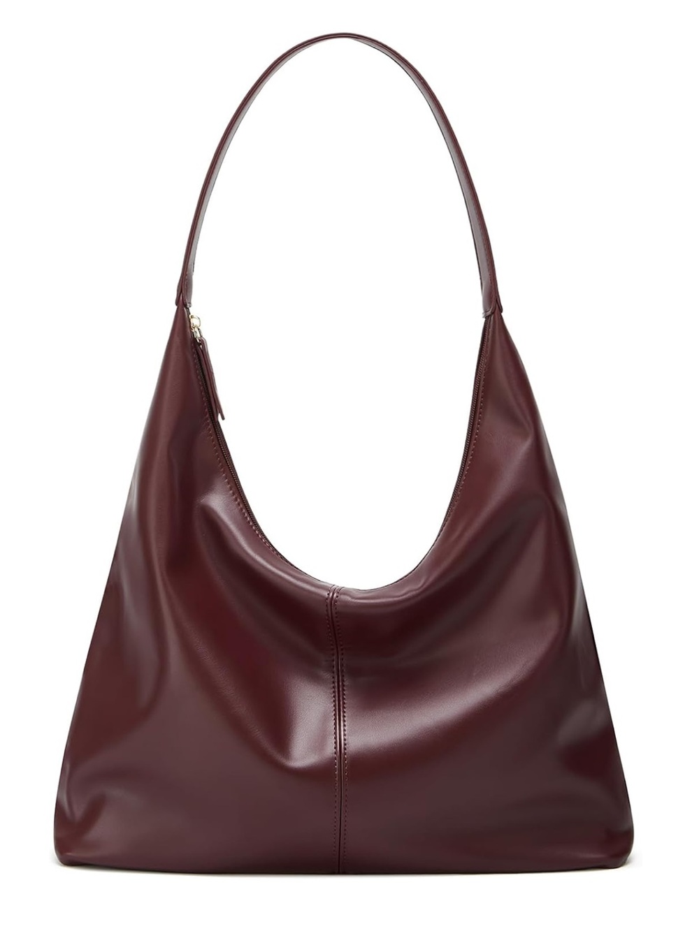 Trendy faux leather Hobo shoulder Bag in Deep Burgundy